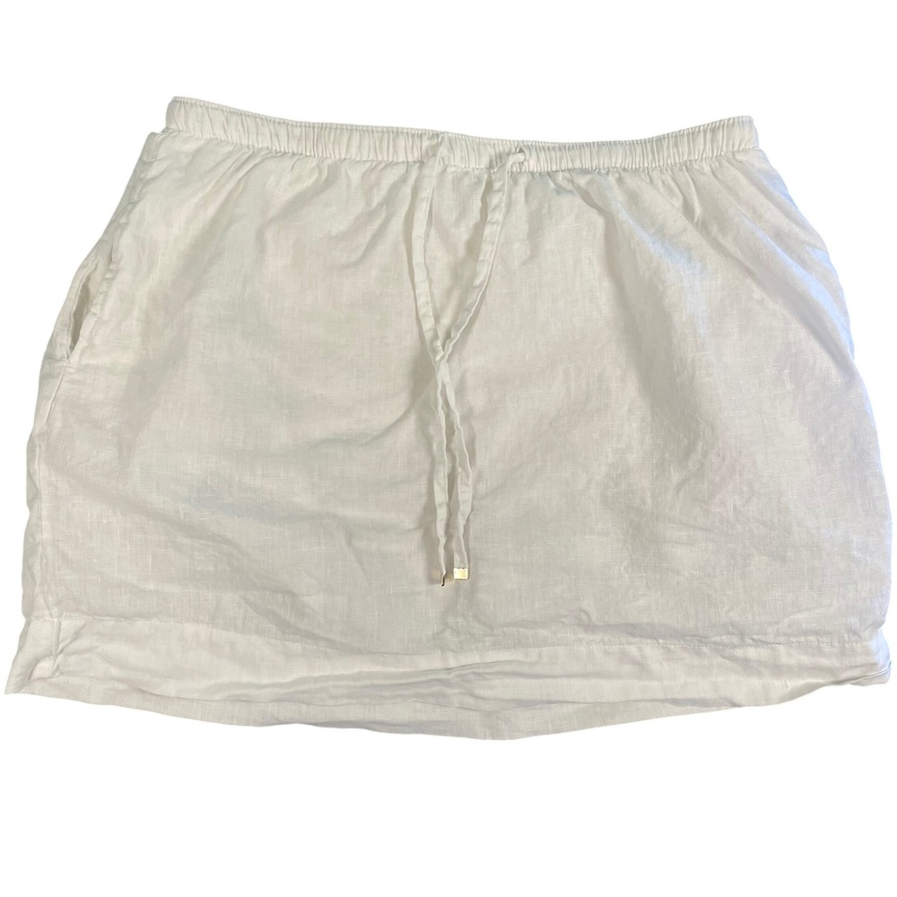C&C California 100% Linen White Skirt/Skort Size Large Beach Festival Vacation